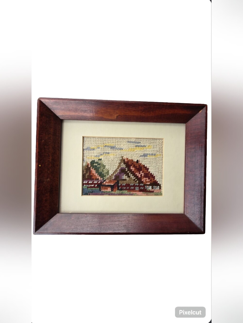 Vintage Mini Framed Countryside Needlepoint Art